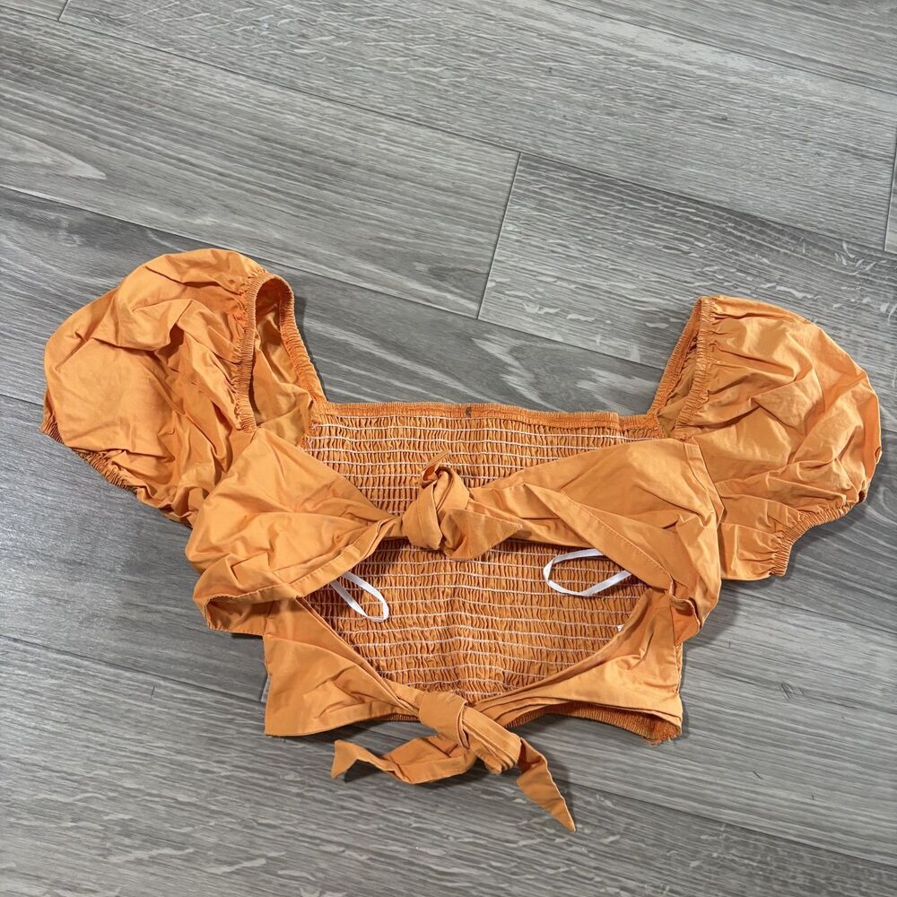 Shein Orange Smocked Blouse Size Small